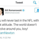 Bill Romanowski’s tweet
Twitter